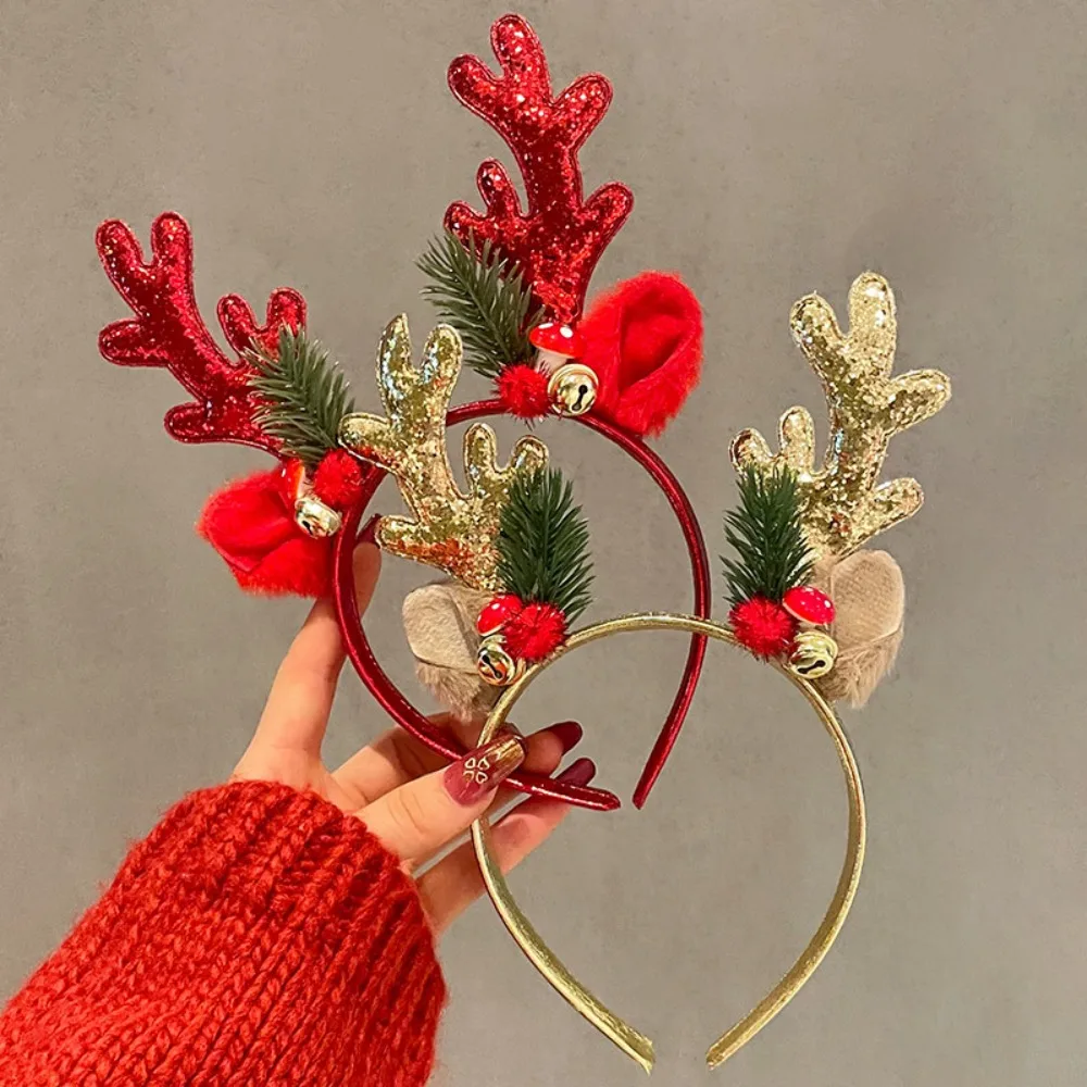 Reindeer Antlers Headband - Рождественская блестящая повязка на голову с