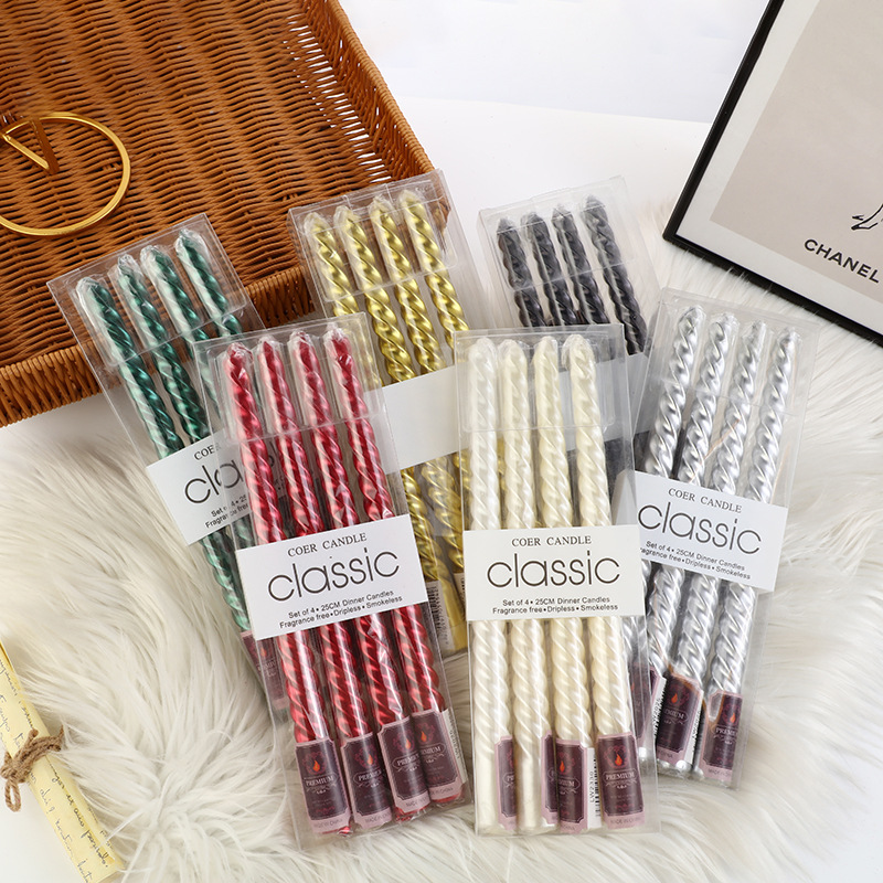 Holiday Candle Set - 4 шт., длиннополюсные цветные свечи с