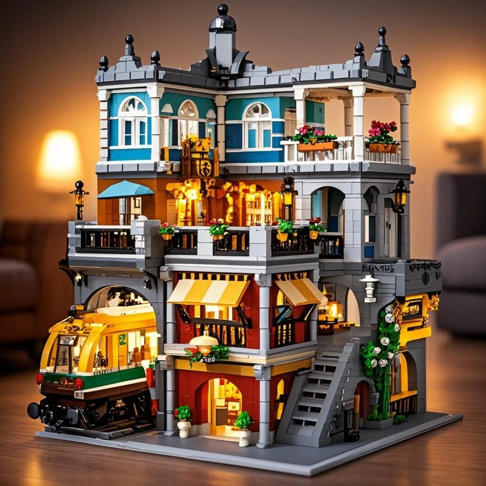 Lego Set City - Наборы строительных блоков BurgerShop с подсветкой,