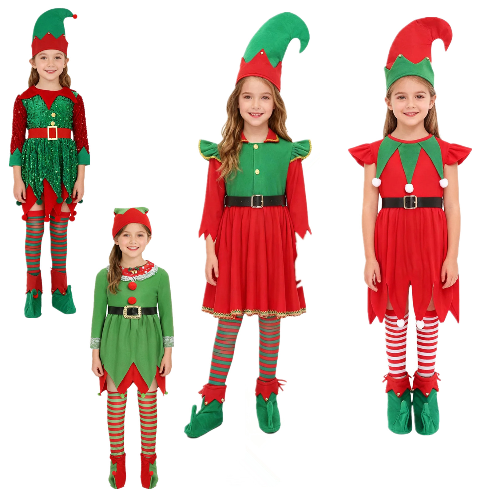 Elf Costume Christmas - Рождественский костюм эльфа для девочек, платье
