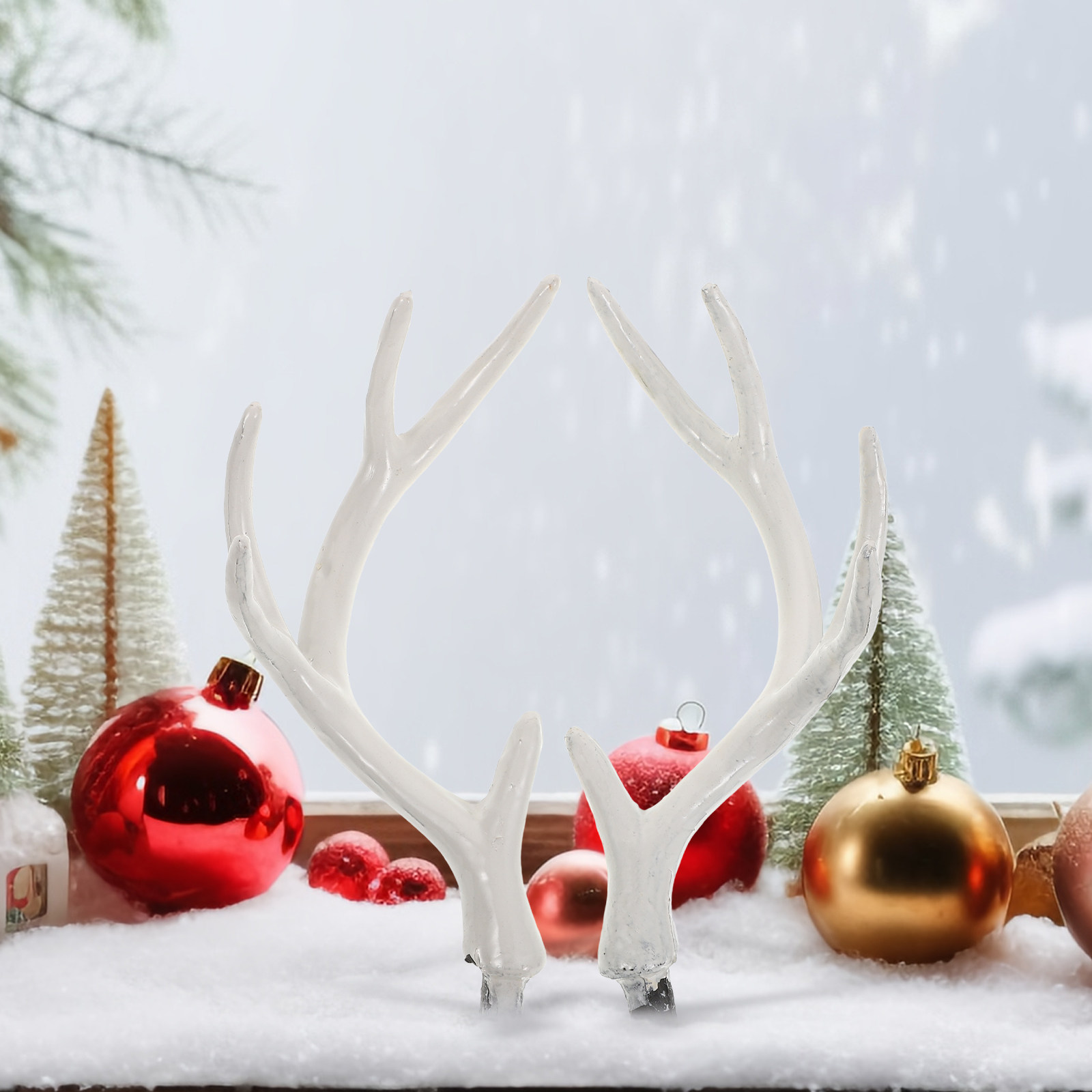 Reindeer Antlers Headband - 1 пара реалистичных белых оленьих рогов,