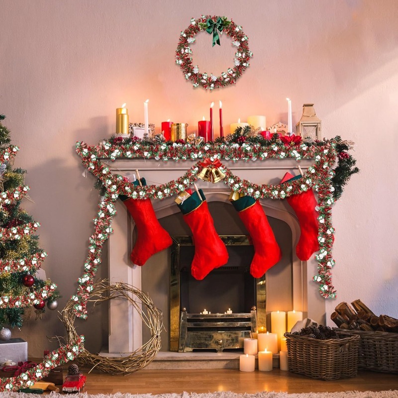 2-метровая красно-зеленая ново – обзор и цена Tinsel Garland Decoration